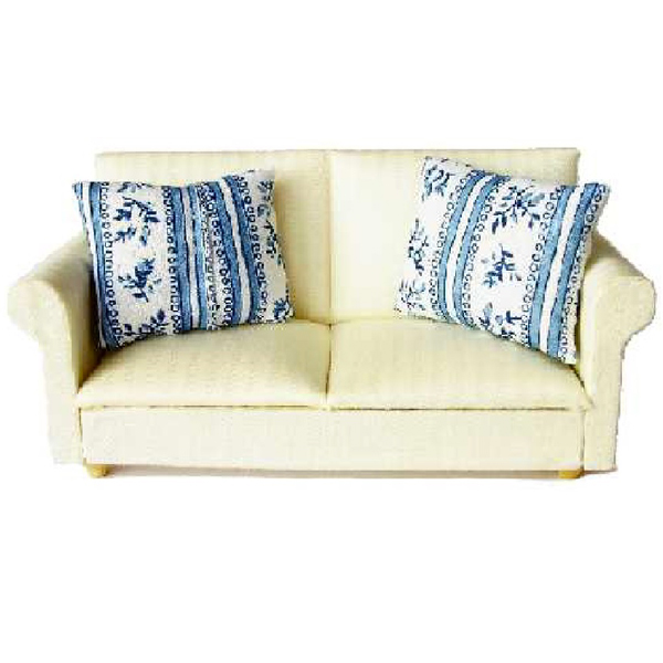 CANAPE BLANC COUSSIN BLEU