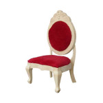 CHAISE BOIS BRUT TISSUS ROUGE