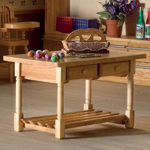 TABLE CUISINE BOIS BRUT 2 TIROIRS