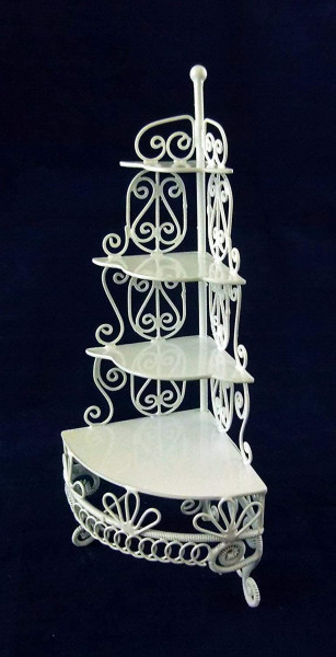 ETAGERE D'ANGLE 4 NIVEAUX METAL BLANC