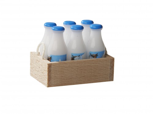 6 BOUTEILLES DE LAIT AVEC BAC BOIS