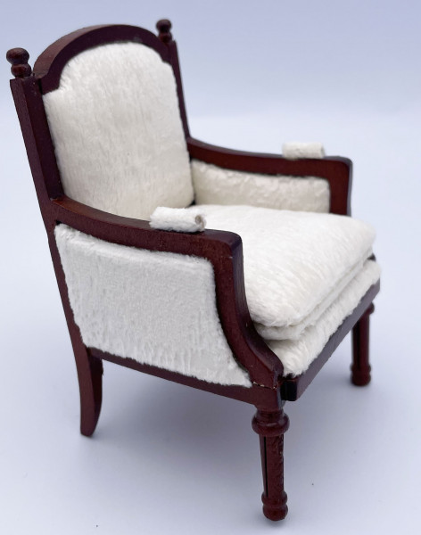 BERGERE LOUIS XVI IVOIRE AVEC VELOURS BLANC