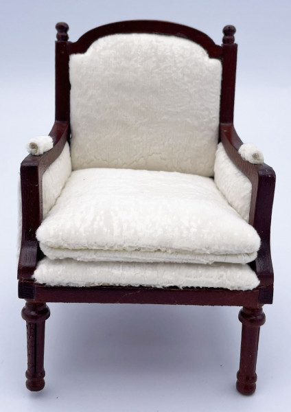 BERGERE LOUIS XVI IVOIRE AVEC VELOURS BLANC