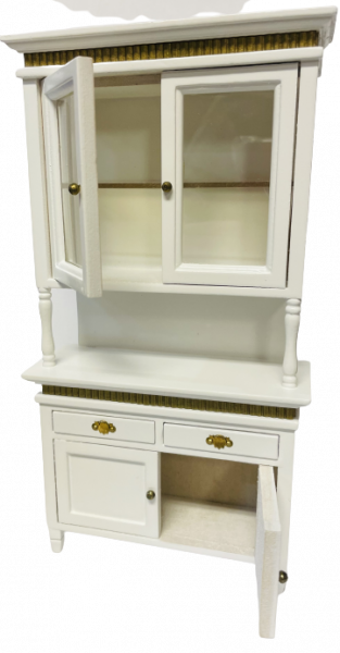 VAISSELIER BLANC RAINURE DORE