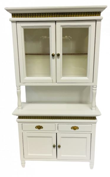 VAISSELIER BLANC RAINURE DORE