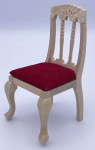 CHAISE CLASSIQUE BOIS BRUT TISSUS ROUGE