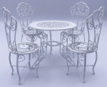 SALON DE JARDIN METAL BLANC AVEC 4 CHAISES