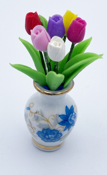 FLEURS TULIPES VASE PORCELAINE