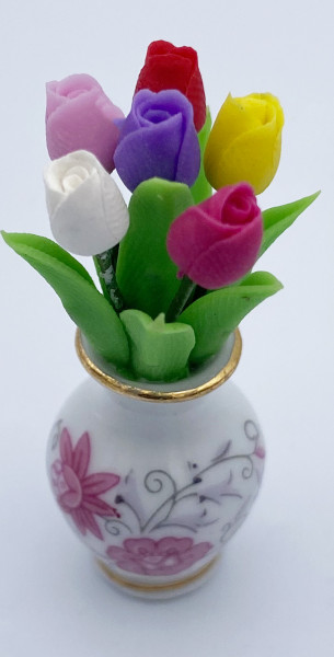 FLEURS TULIPES VASE PORCELAINE