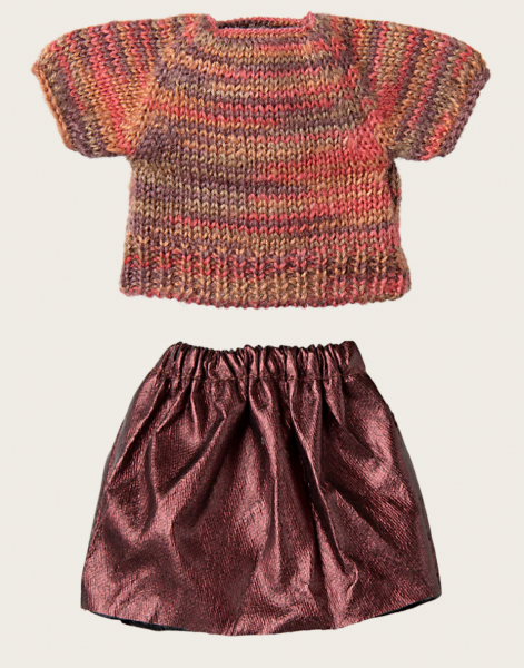 MAILEG - BLOUSE TRICOTEE ET JUPE, MAMAN SOURIS