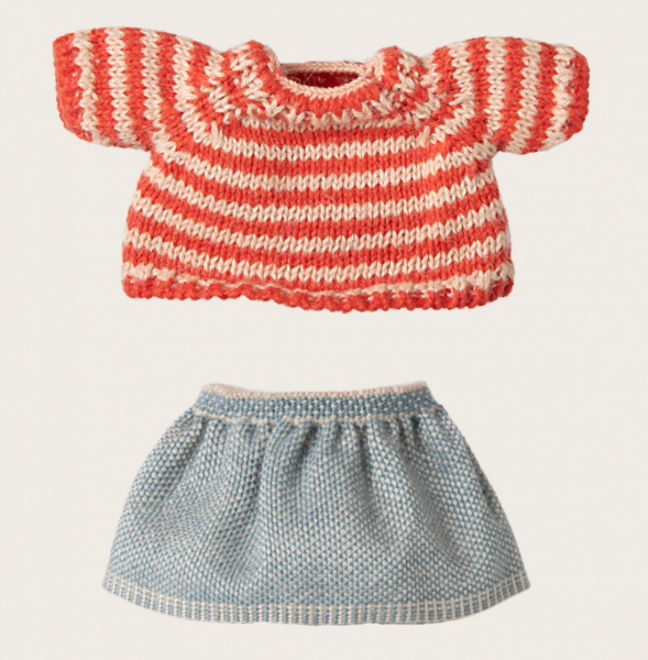 MAILEG - PULL TRICOT ET JUPE, GRANDE SOEUR SOURIS