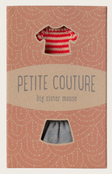 MAILEG - PULL TRICOT ET JUPE, GRANDE SOEUR SOURIS