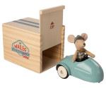 SOURIS AVEC GARAGE ET VOITURE BLEUE