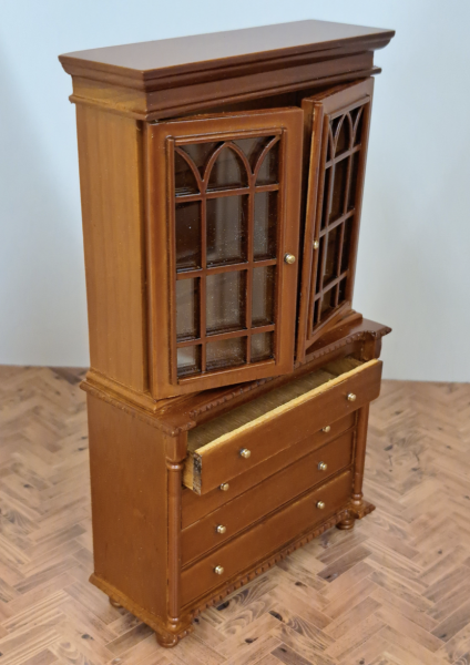 BIBLIOTHEQUE-SECRETAIRE EN BOIS TON NOYER