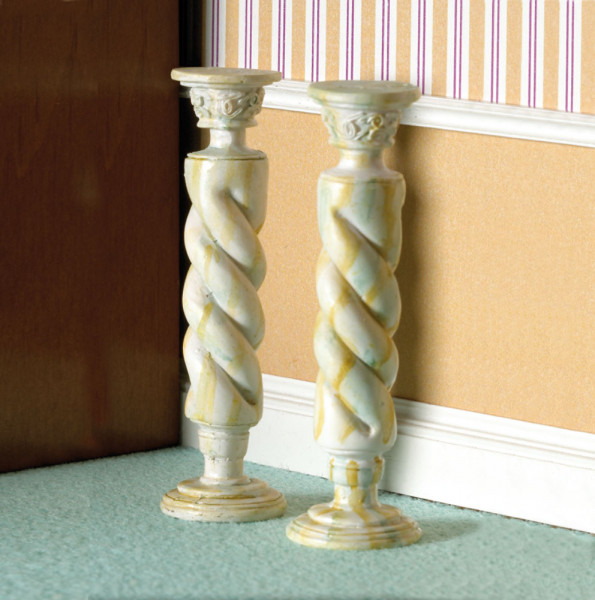 LOT DE 2 COLONNES TORSADEES IMITATION MARBRE