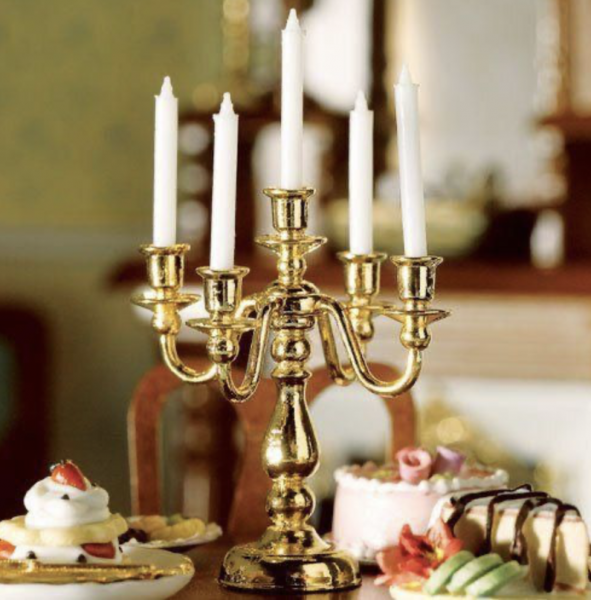 CHANDELIER 5 BOUGIES DORE