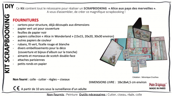 KIT SCRAPBOOKING - ALICE AUX PAYS DES MERVEILLES